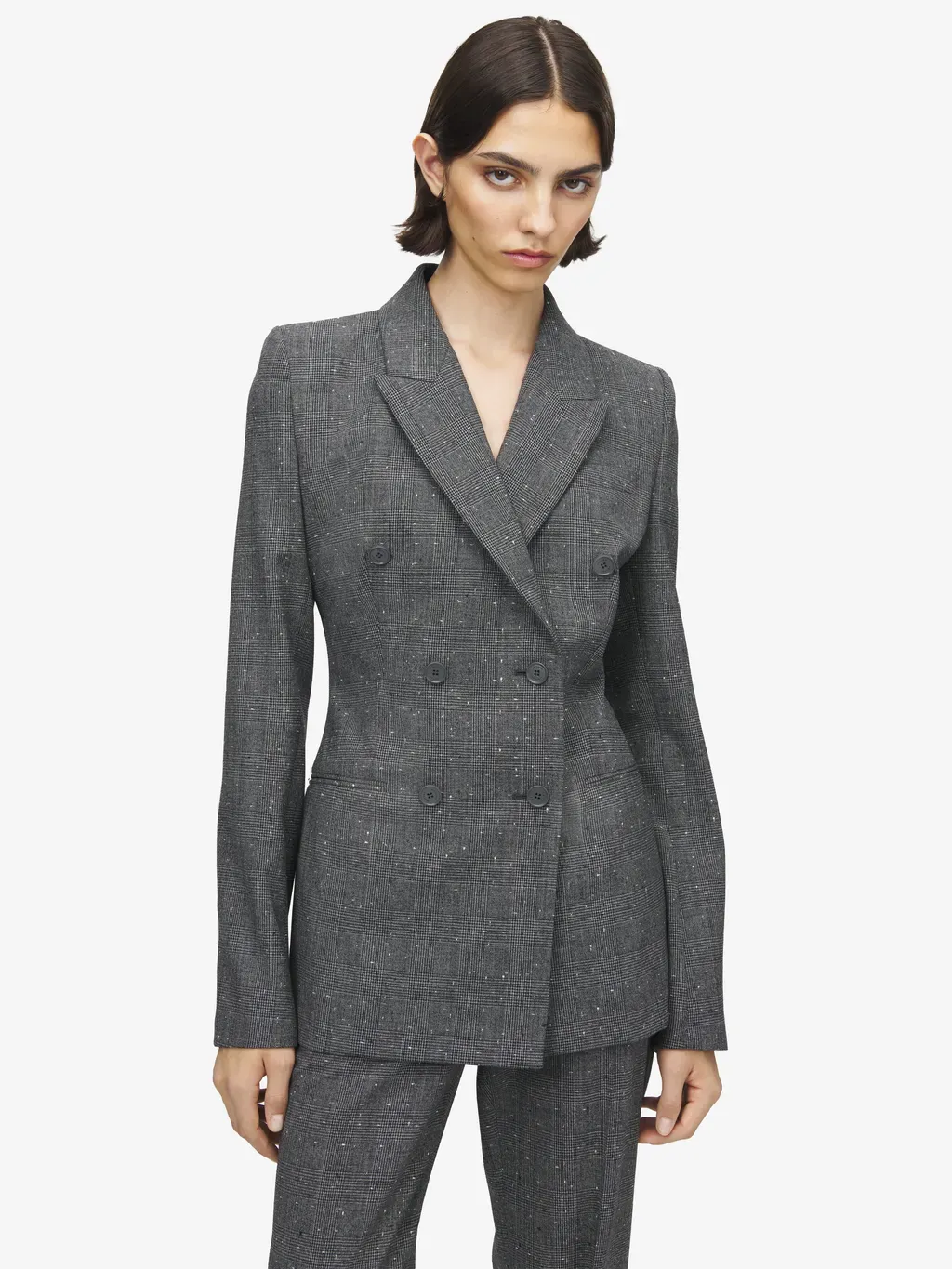 Flecked Glen Check Double-Breasted Jacket