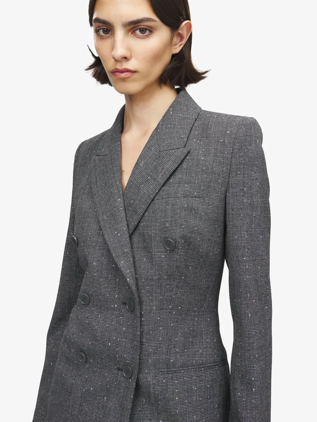 Flecked Glen Check Double-Breasted Jacket