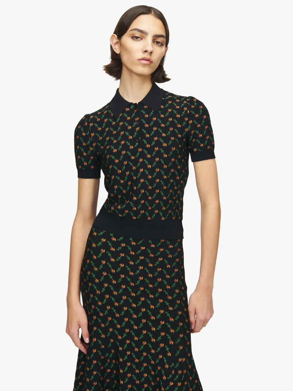 Flower Jacquard Polo Shirt