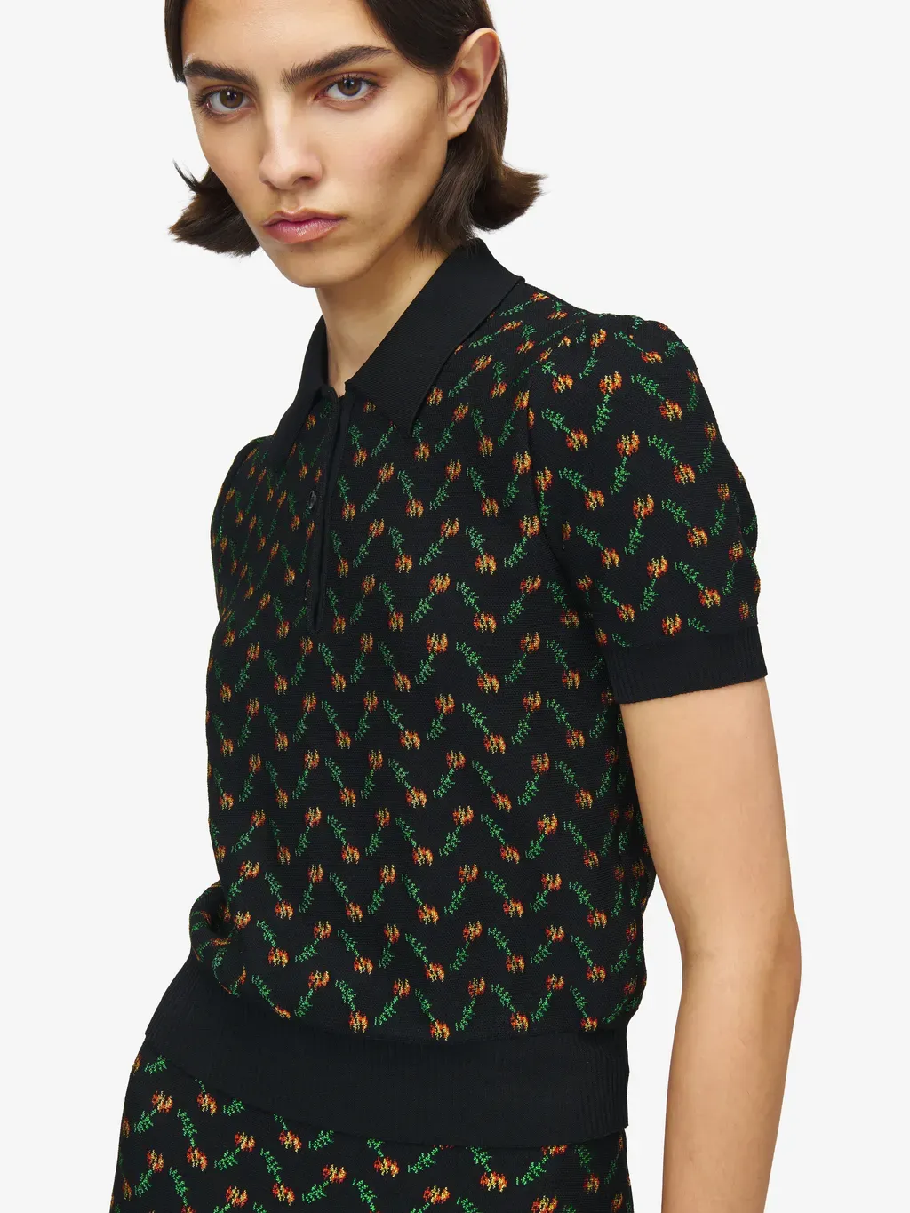 Flower Jacquard Polo Shirt