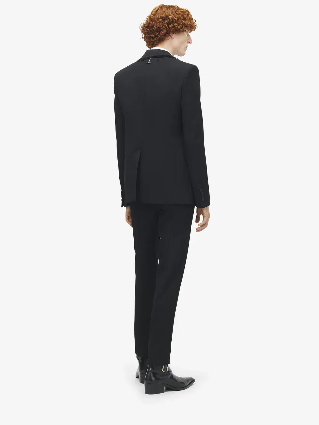 Frayed Lapel Single-Breasted Jacket