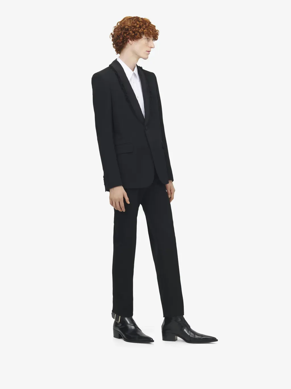 Frayed Lapel Single-Breasted Jacket
