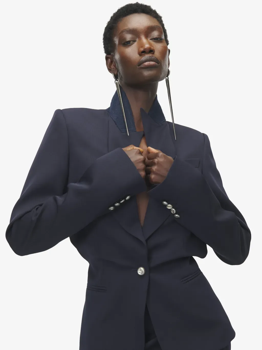 Folded Lapel Single-Breasted Jacket