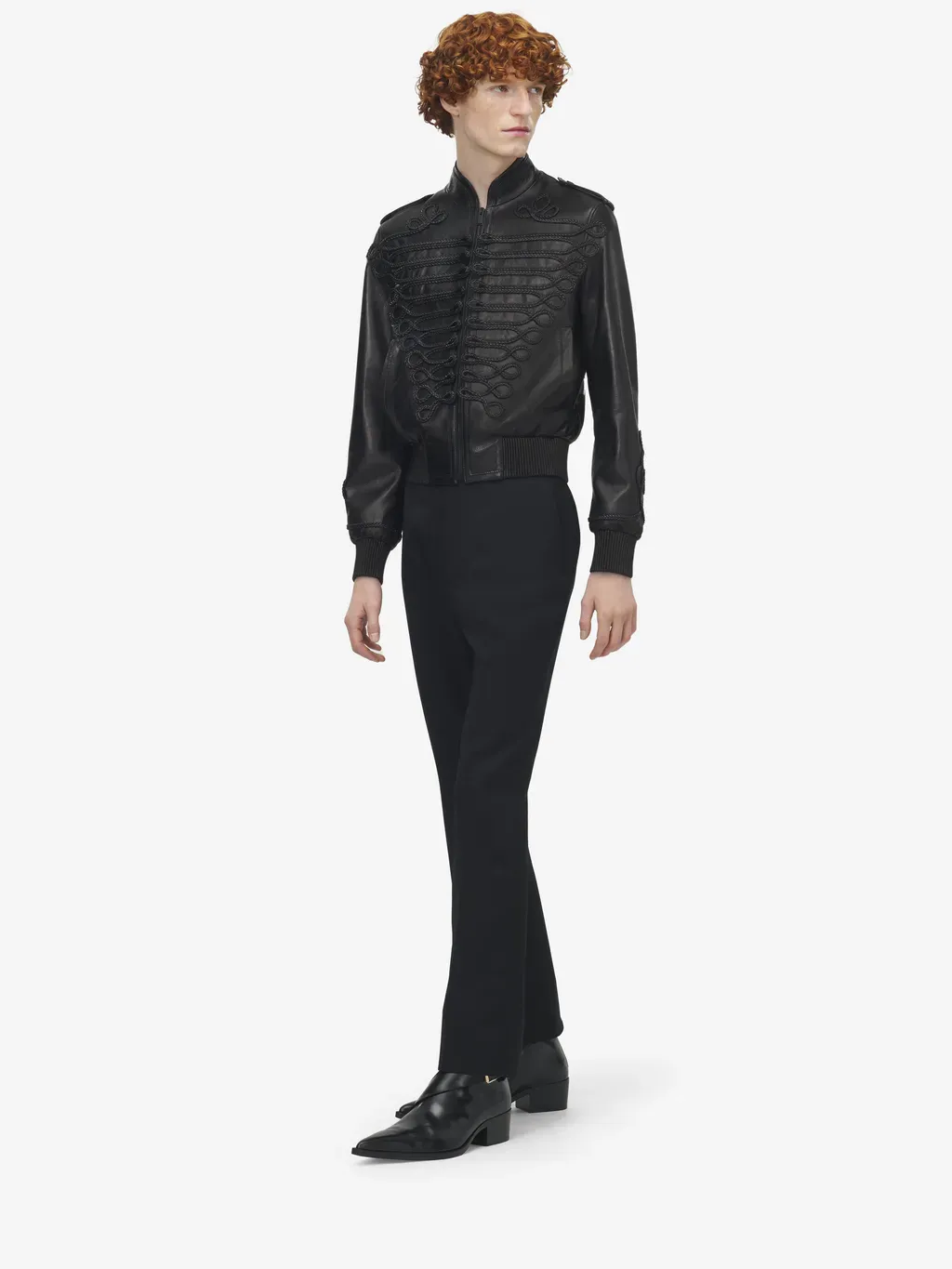 Frogging Embroidery Leather Jacket