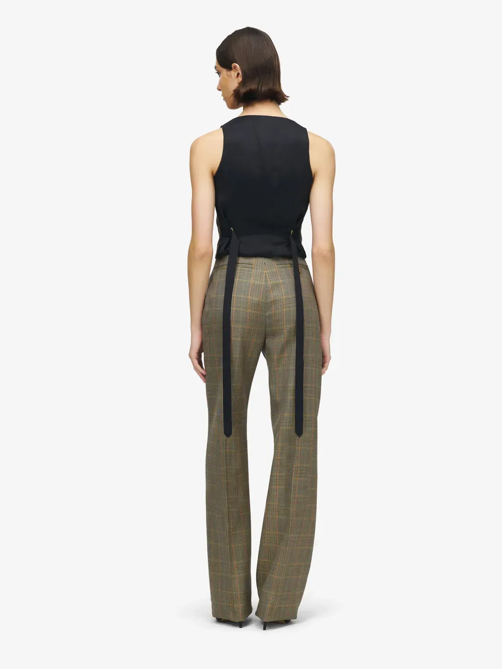 High-Waisted Country Check Tailored Trousers