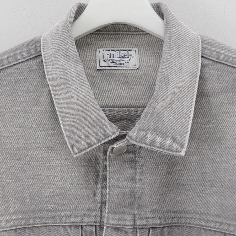 Unlikely Time Travel Trucker Jacket Gray Denim