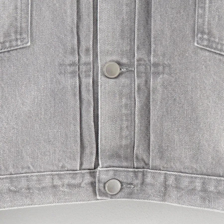 Unlikely Time Travel Trucker Jacket Gray Denim
