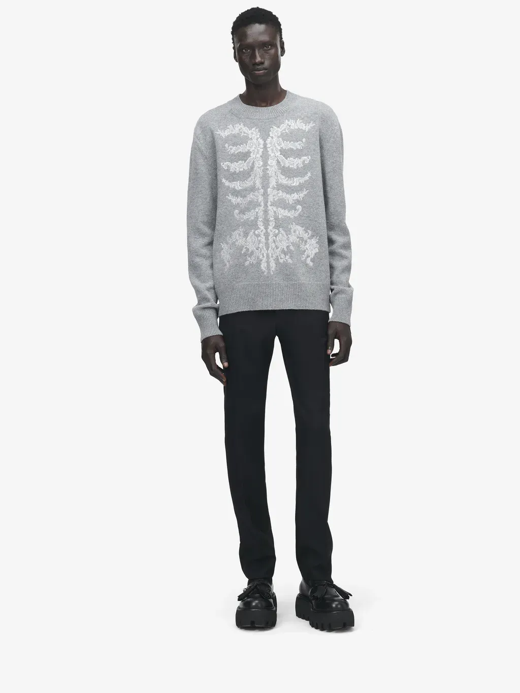Lace Ribcage Embroidery Jumper