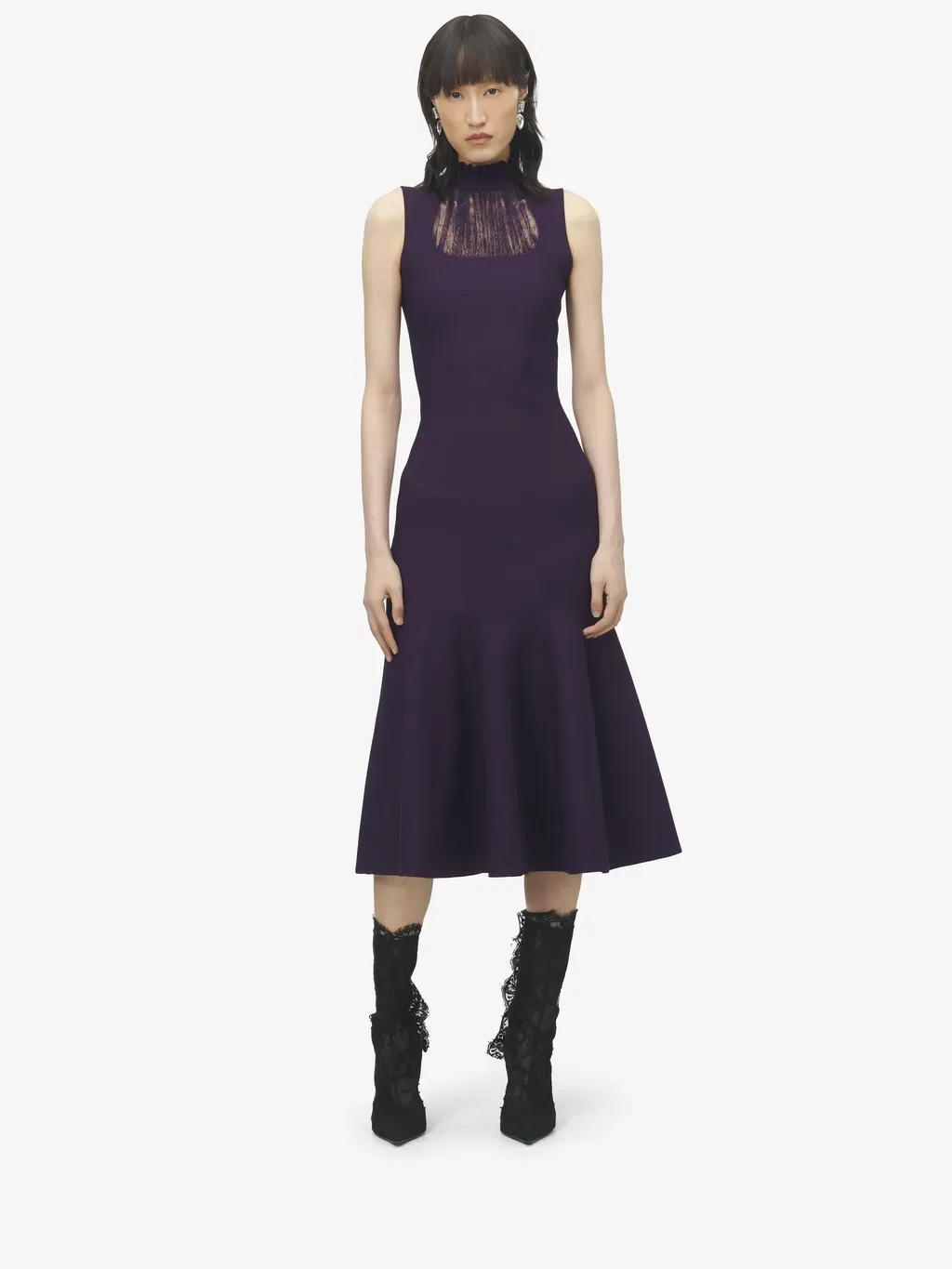Lace Panel Midi Dress