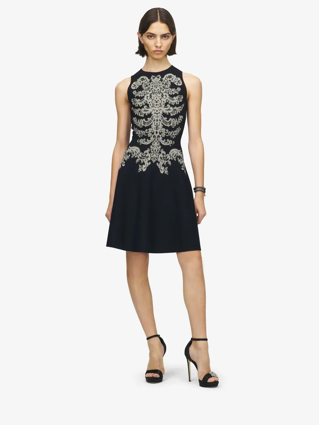 Lace Ribcage Jacquard Mini Dress