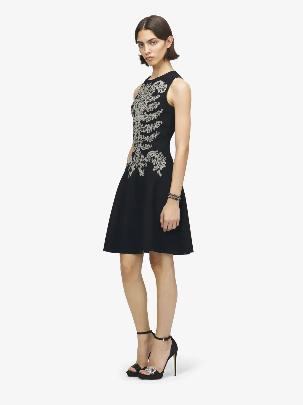 Lace Ribcage Jacquard Mini Dress