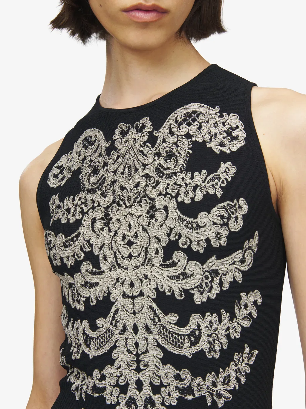 Lace Ribcage Jacquard Mini Dress