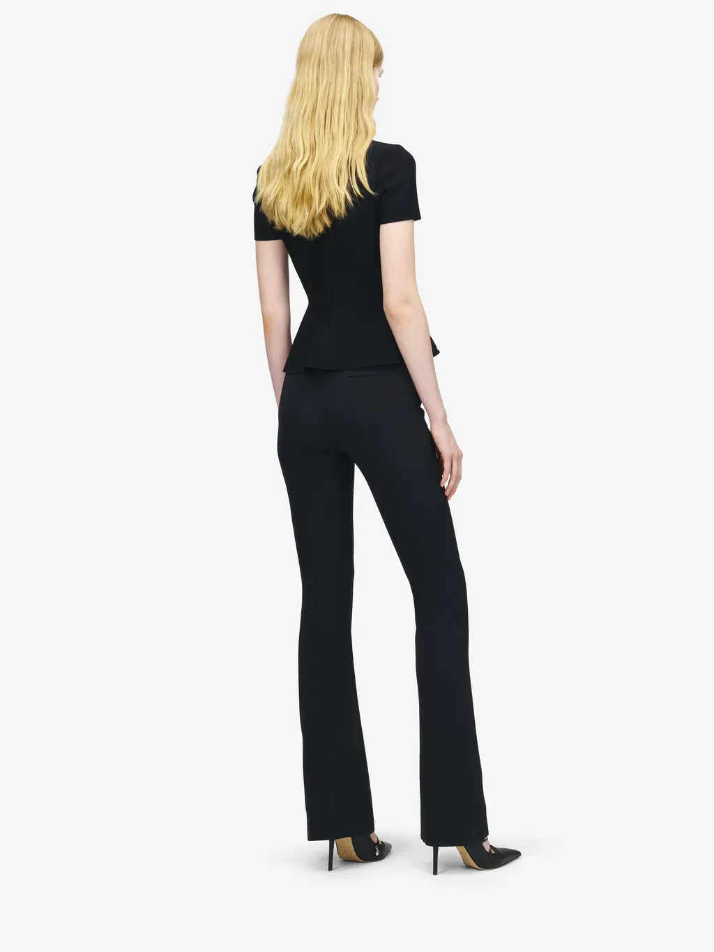 Lace Ribcage Jacquard Peplum Top