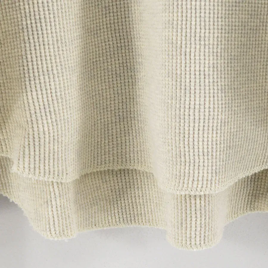 Long-Sleeve Henry Neck Waffle T-Shirt