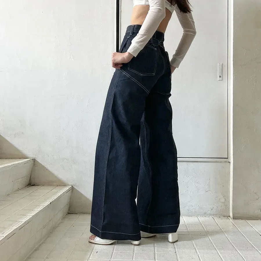 Denim High-Waist Buggy Pants