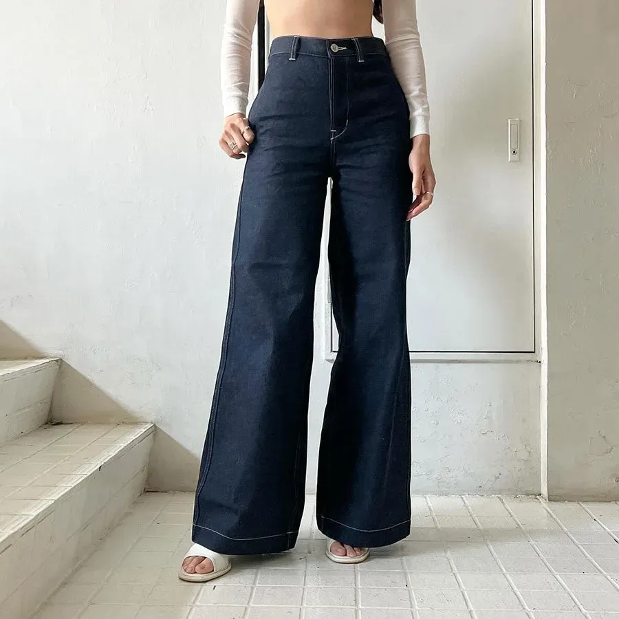 Denim High-Waist Buggy Pants