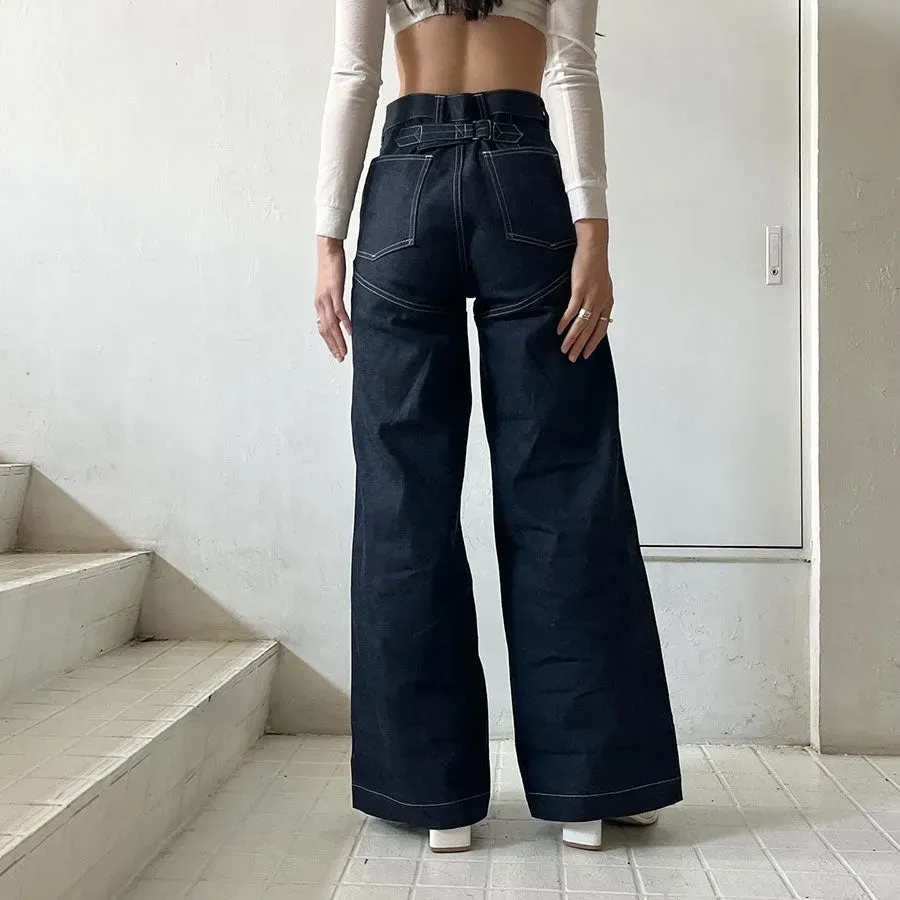 Denim High-Waist Buggy Pants