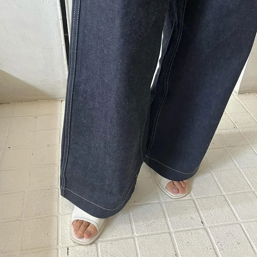 Denim High-Waist Buggy Pants