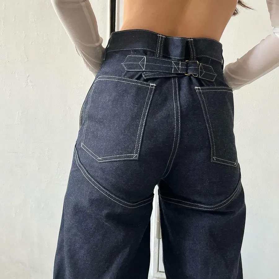 Denim High-Waist Buggy Pants