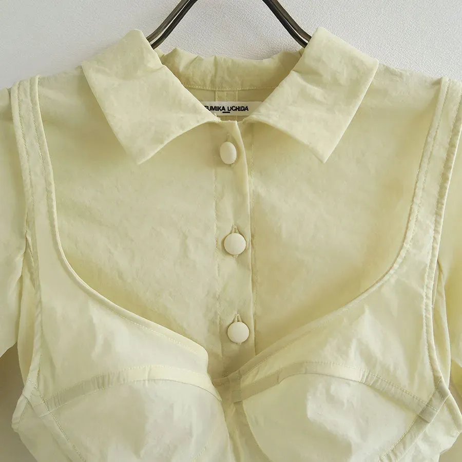 Stretch Taffeta Layered Bra Top Shirt