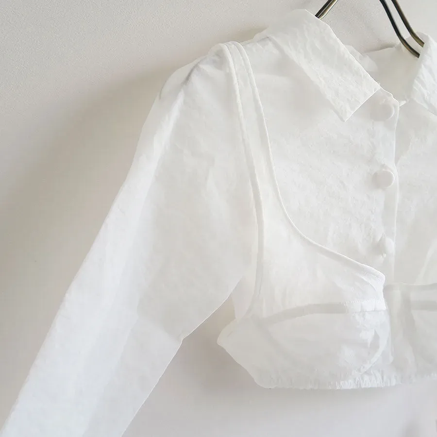 Stretch Taffeta Layered Bra Top Shirt