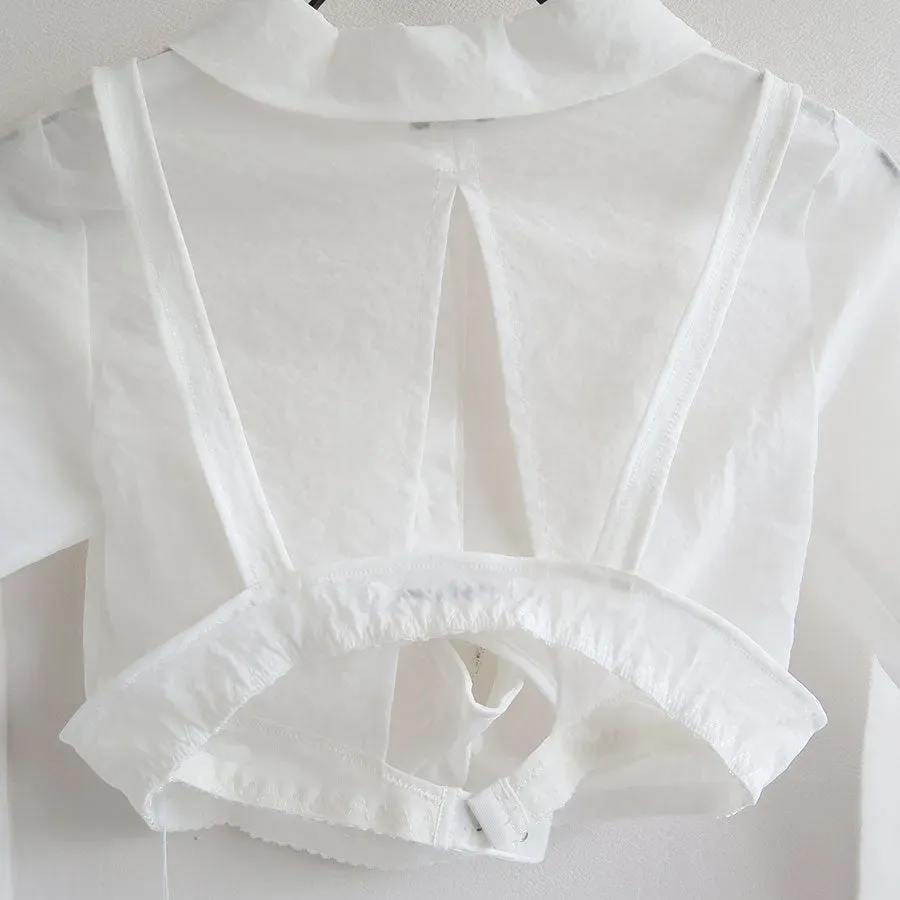 Stretch Taffeta Layered Bra Top Shirt