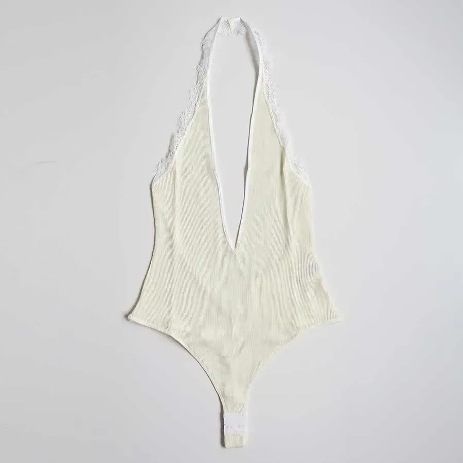 Rib Halter-Neck Bodysuit