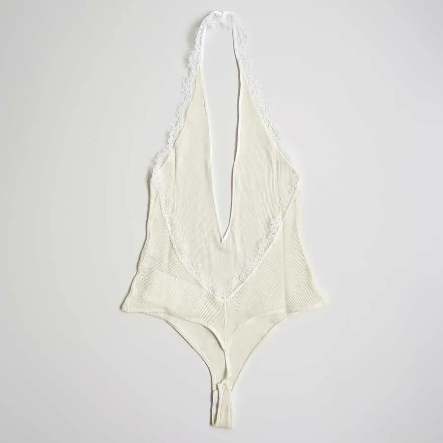 Rib Halter-Neck Bodysuit