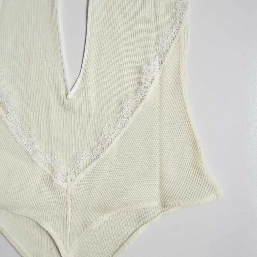 Rib Halter-Neck Bodysuit