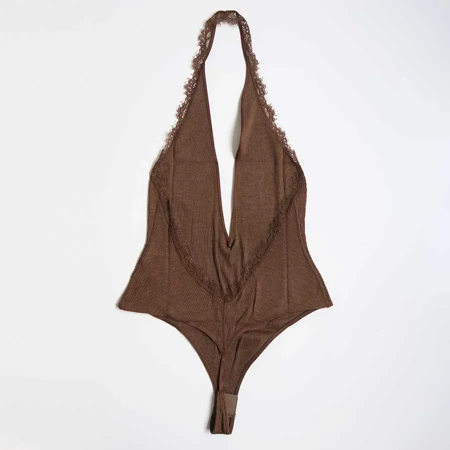 Rib Halter-Neck Bodysuit