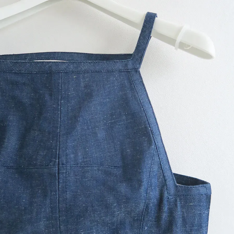 Nepped Denim Square-Neck Top