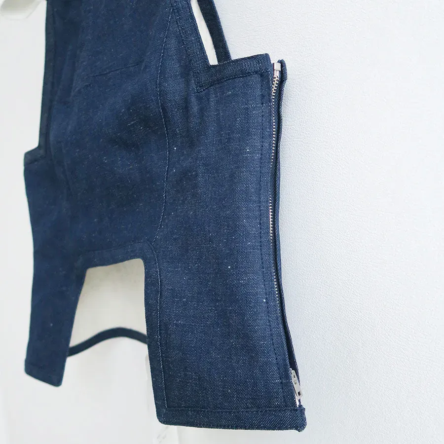 Nepped Denim Square-Neck Top