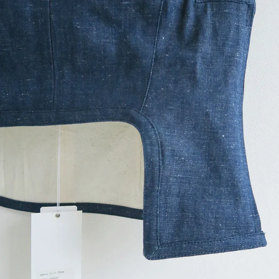 Nepped Denim Square-Neck Top