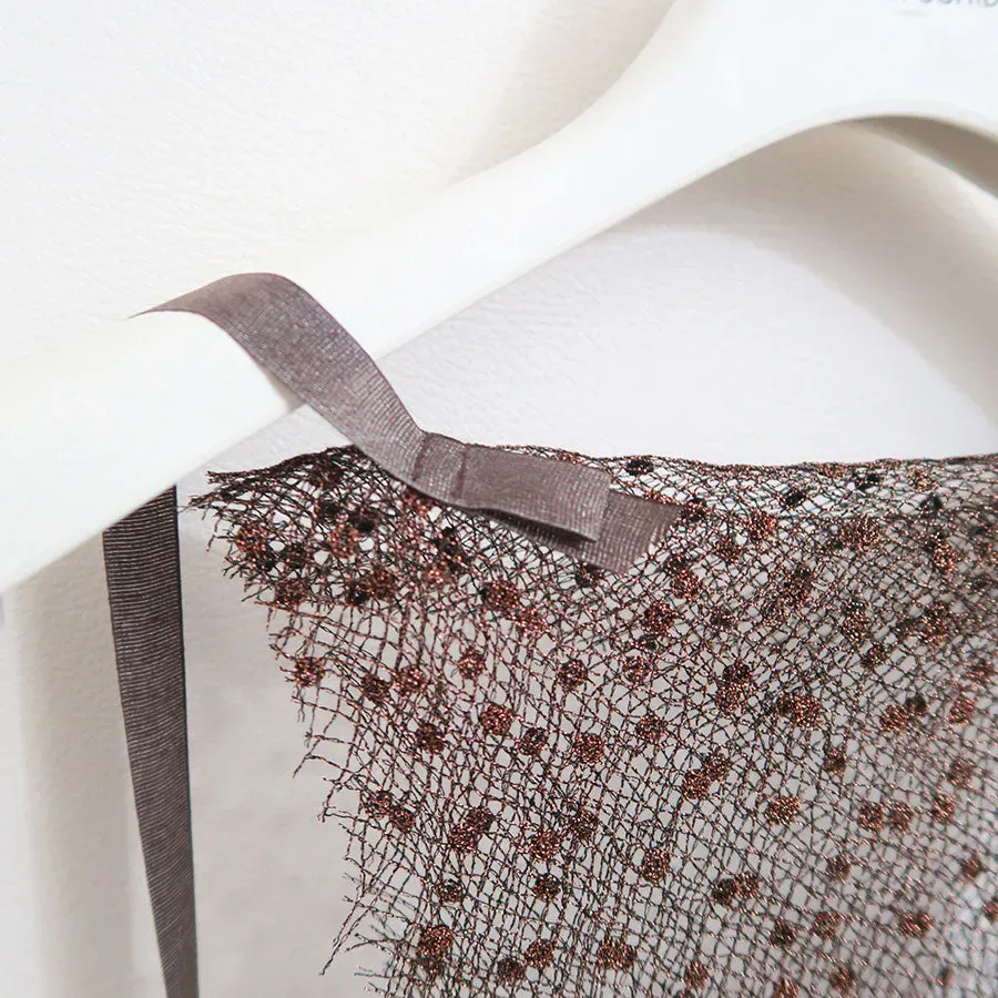 Dots Emb. Tulle Bib Top