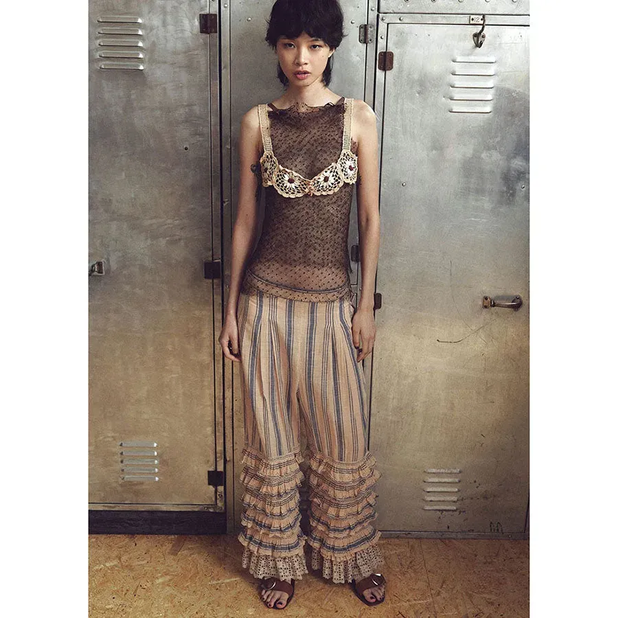 Dots Emb. Tulle Bib Top