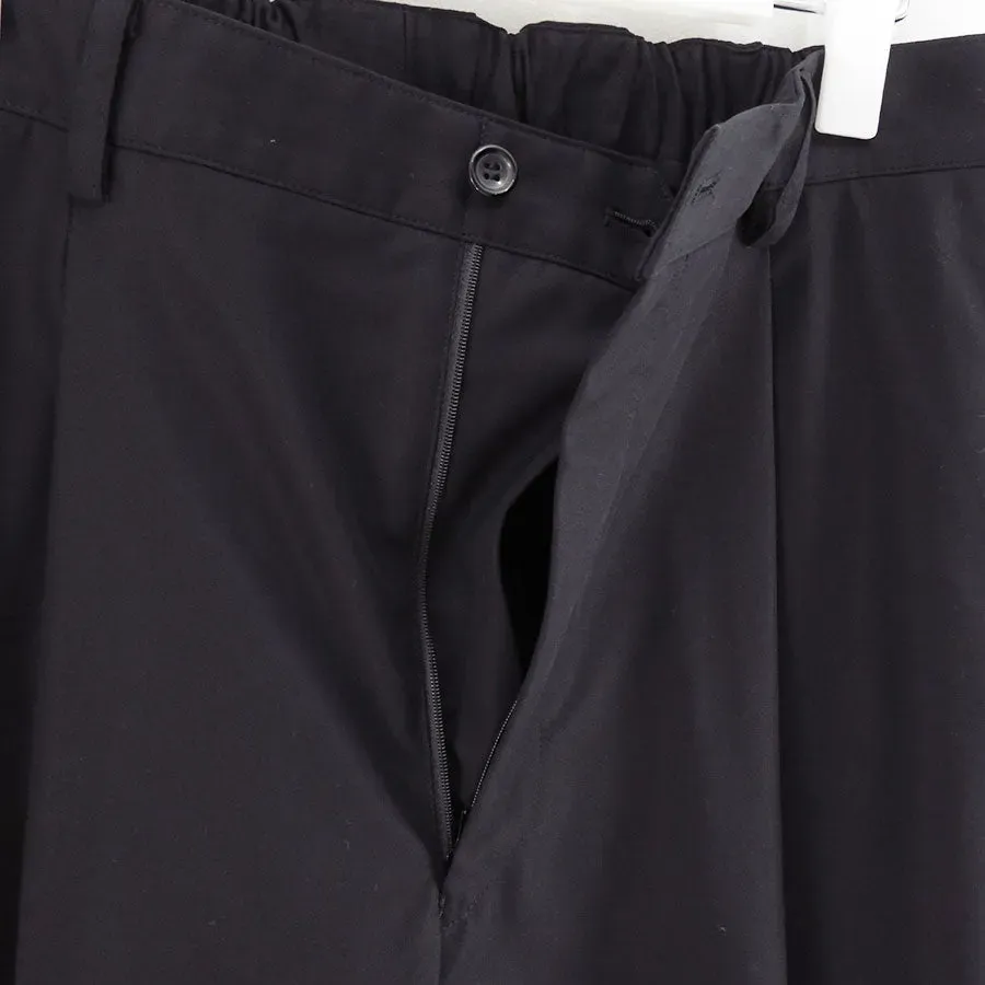 Wooly Cotton Twill Wide Tapered Slacks