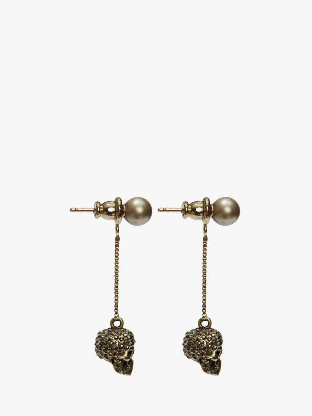 Pave Skull Chain Earrings
