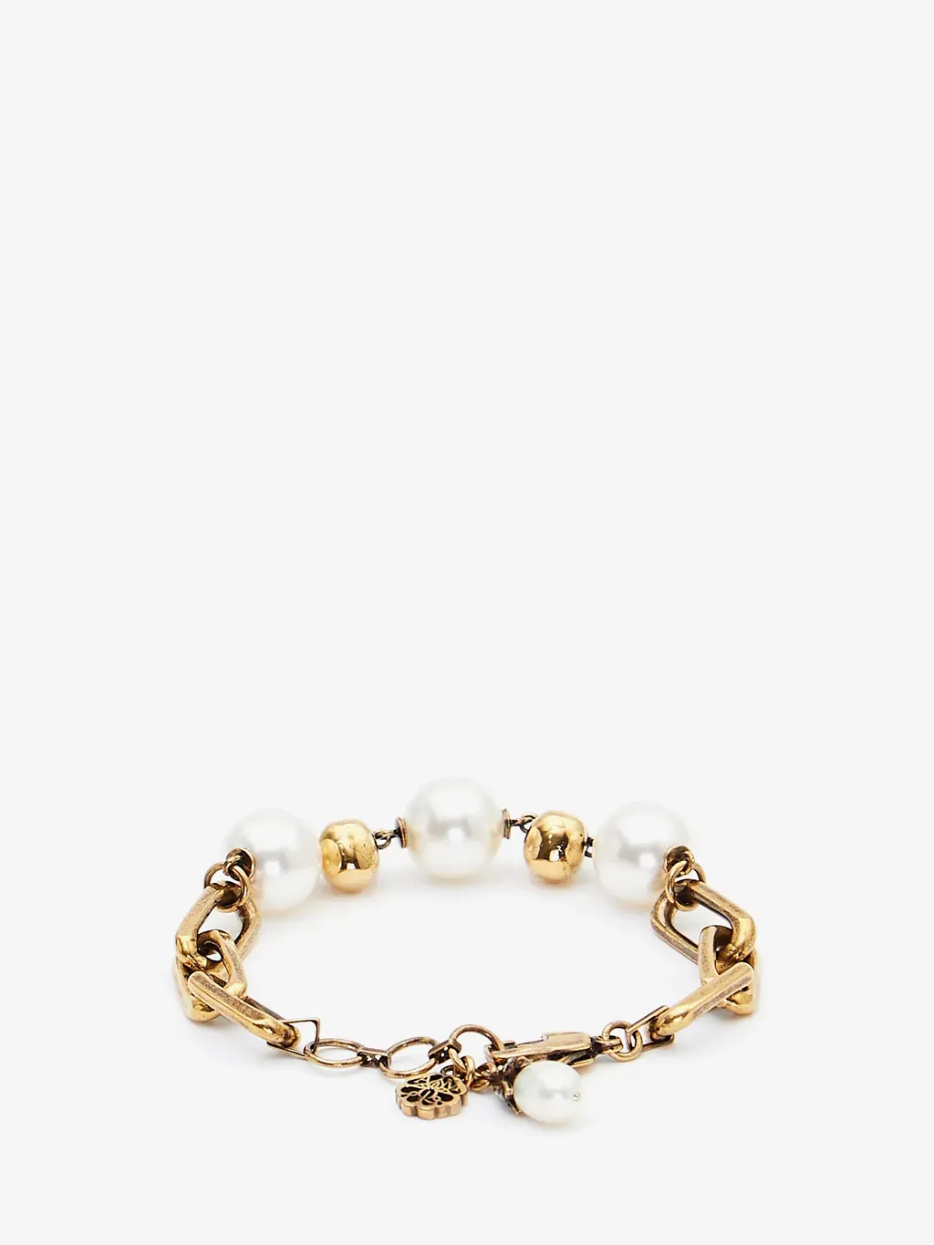 Pearl-Like Skull Chain Bracelet