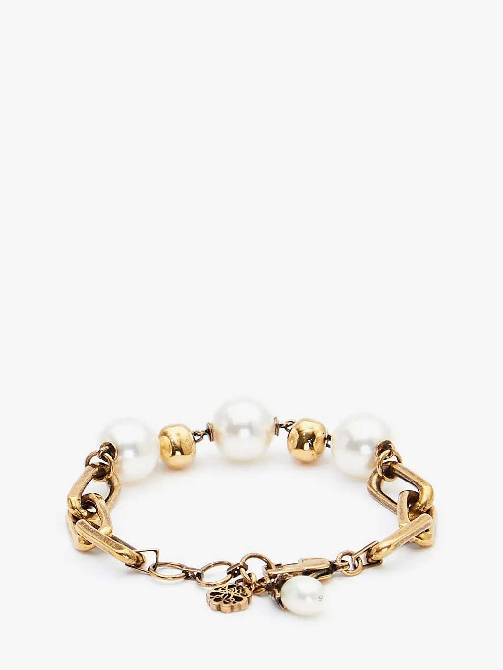 Pearl-Like Skull Chain Bracelet