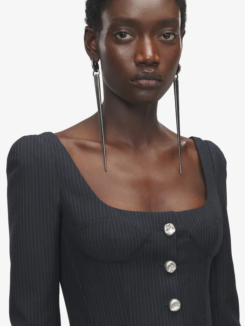 Pinstriped Fitted Jacket