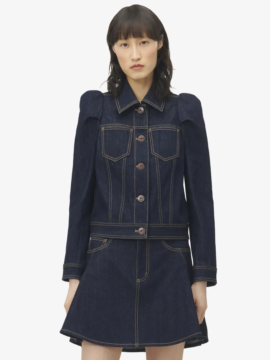 Pinched Shoulder Denim Jacket