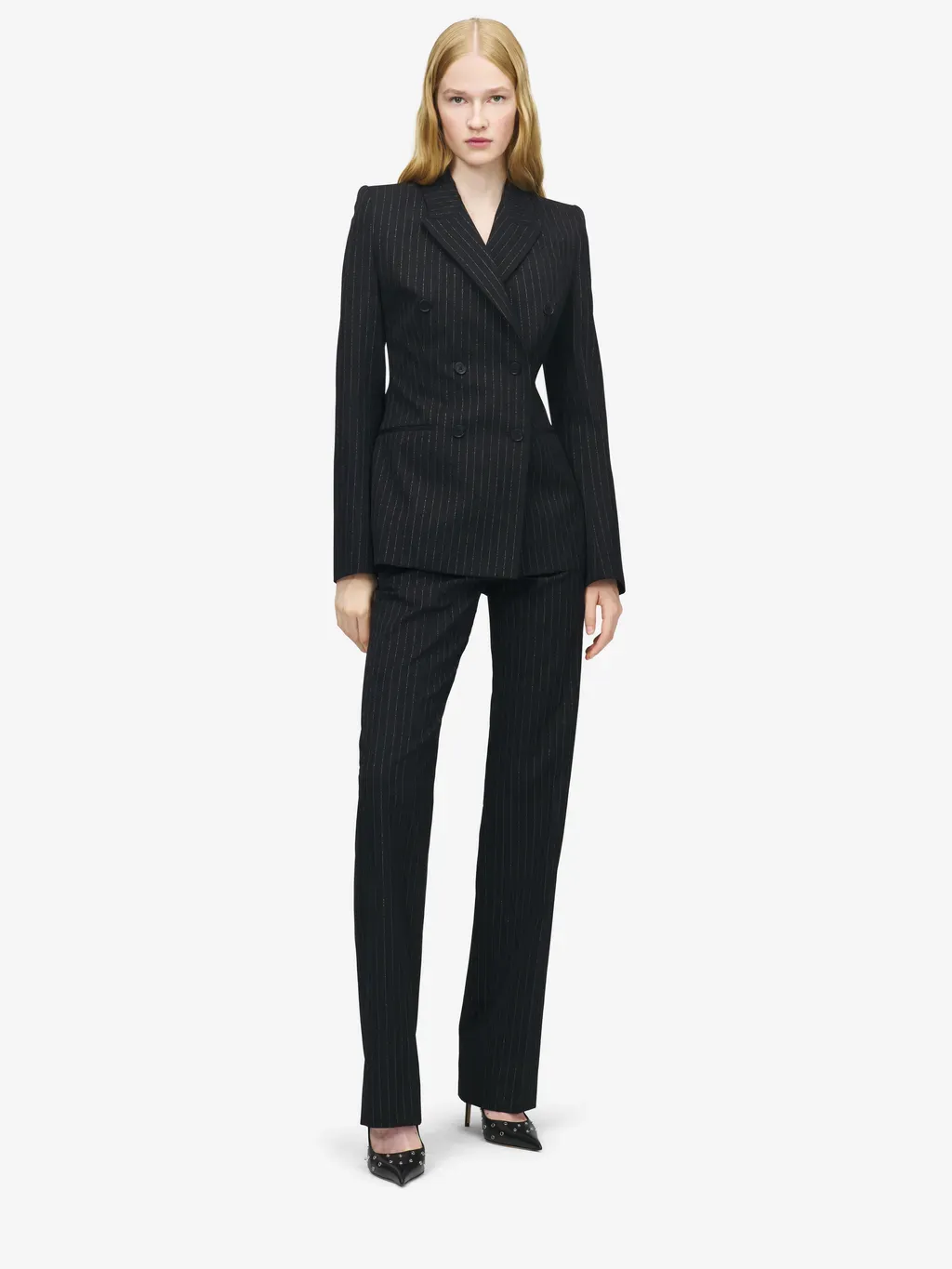 Pinstriped Double-Breasted Jacket