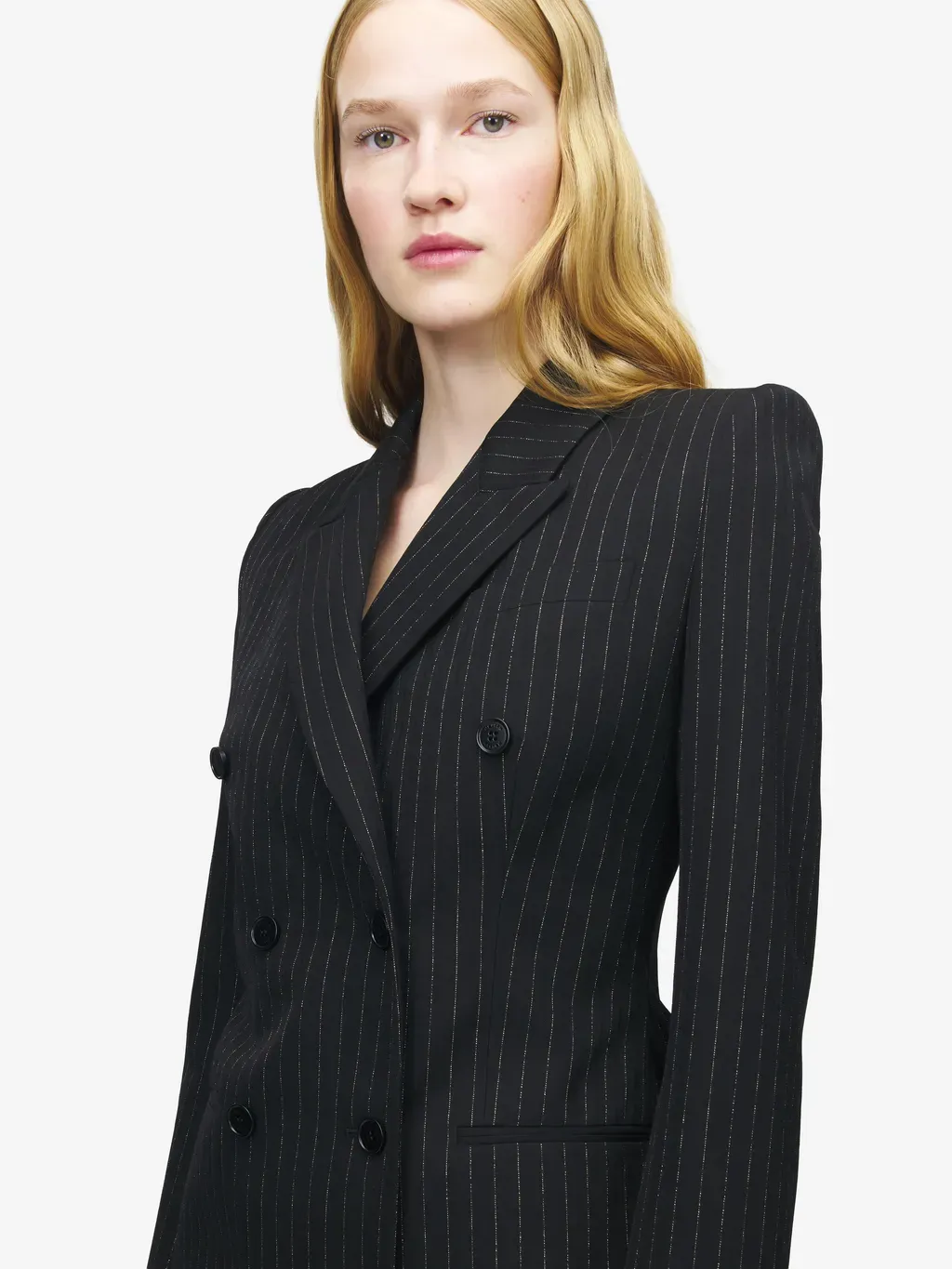 Pinstriped Double-Breasted Jacket