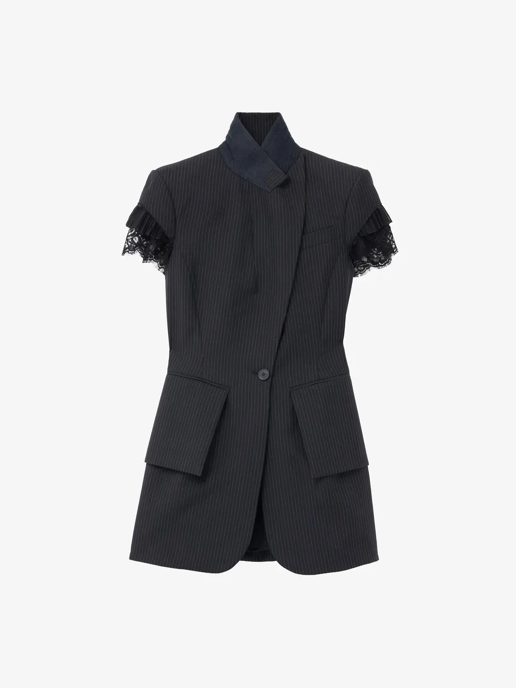 Pinstriped Short-Sleeved Jacket