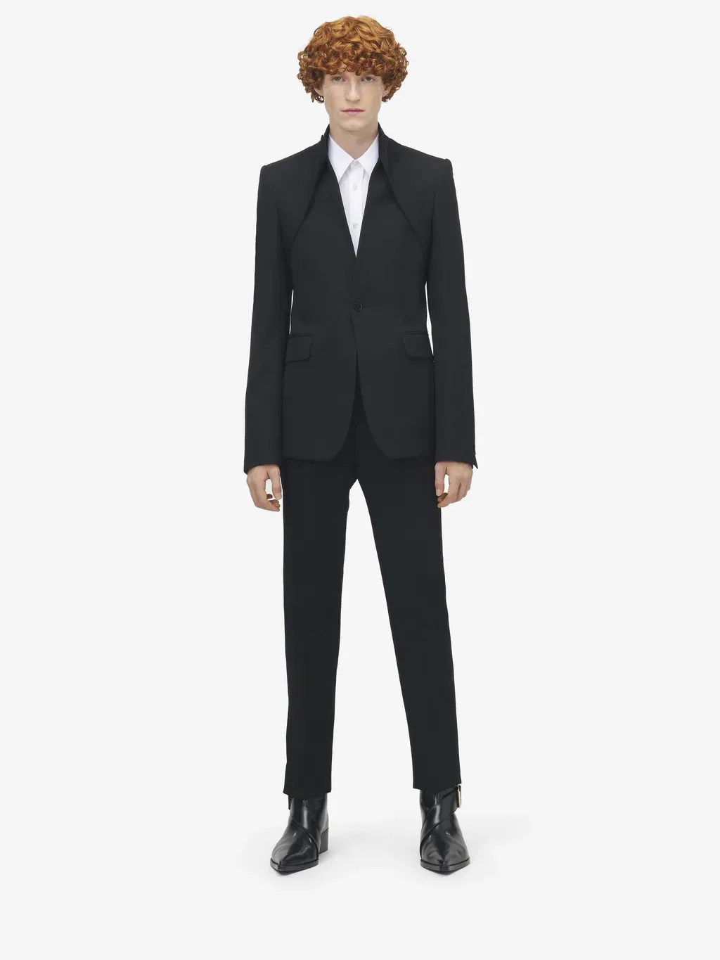 Reverse Lapel Single-Breasted Jacket