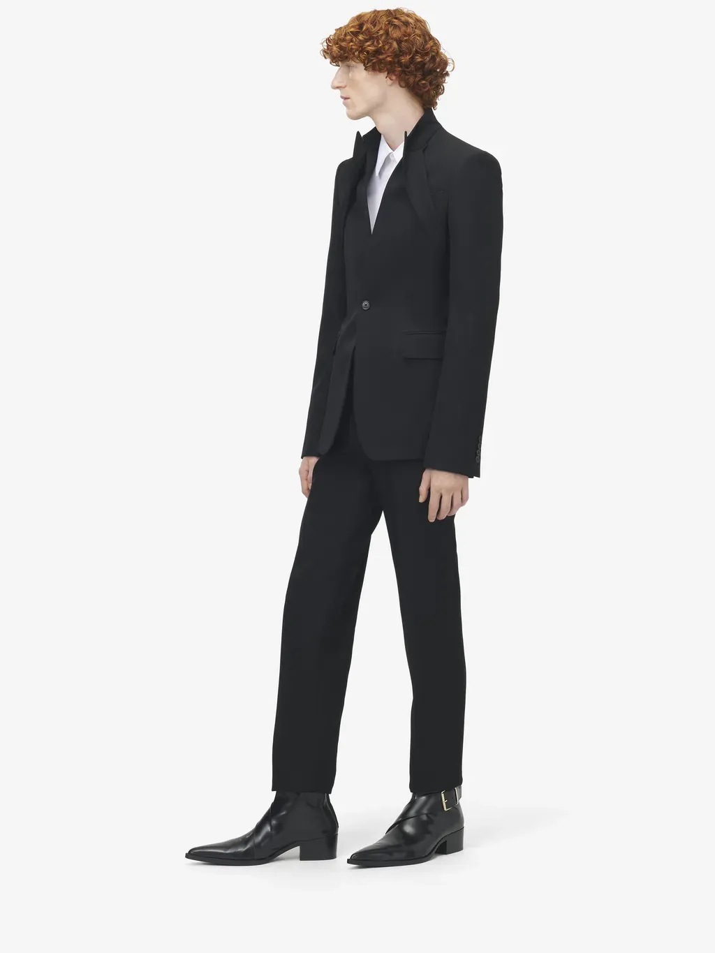 Reverse Lapel Single-Breasted Jacket