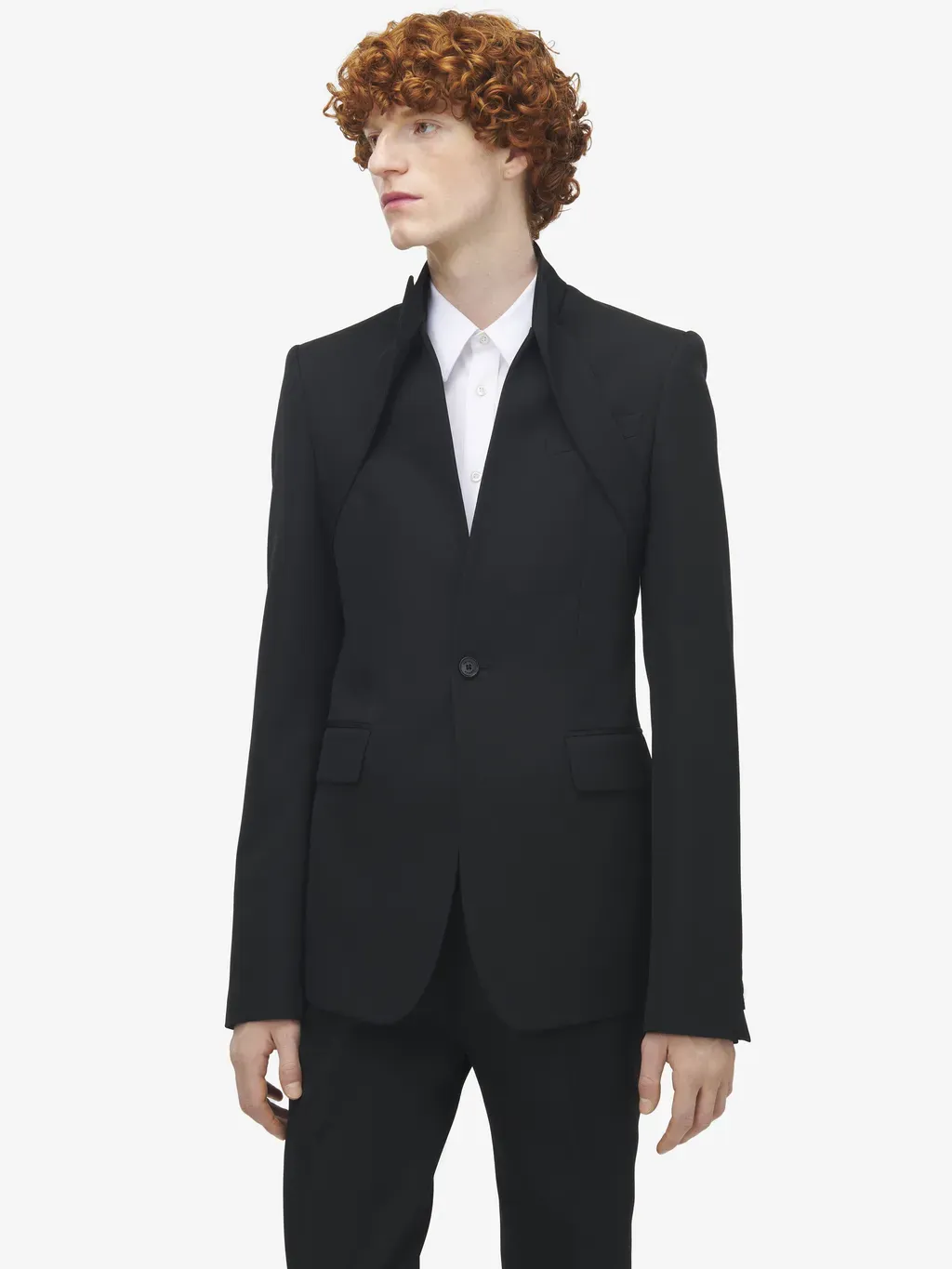 Reverse Lapel Single-Breasted Jacket