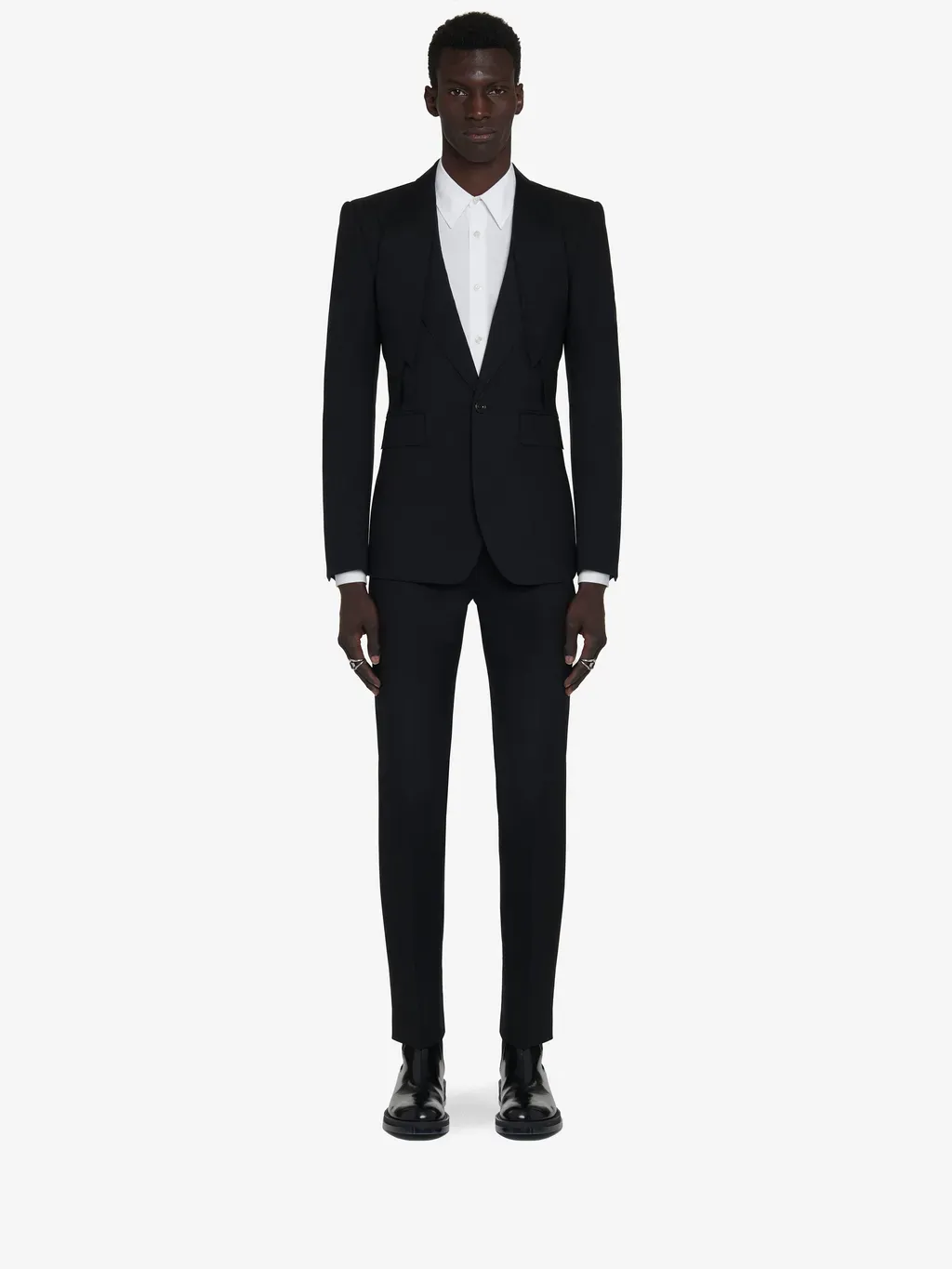 Reverse Lapel Single-Breasted Jacket