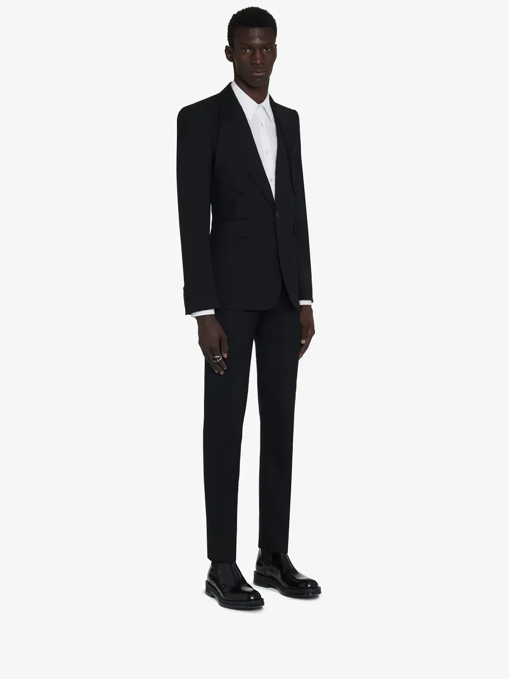 Reverse Lapel Single-Breasted Jacket