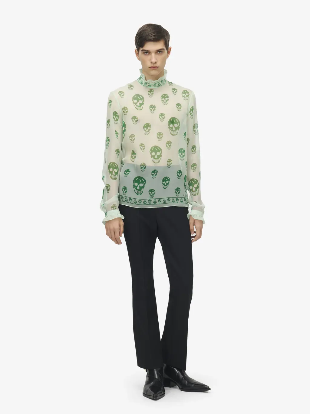 Silk Chiffon Skull Print Top
